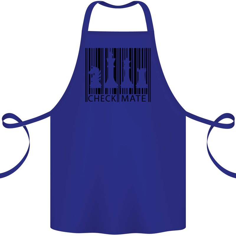 Chess Barcode Player Cotton Apron 100% Organic Royal Blue