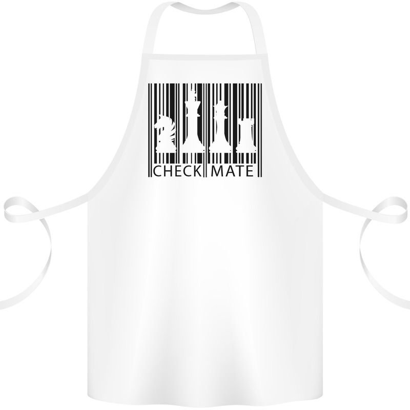 Chess Barcode Player Cotton Apron 100% Organic White
