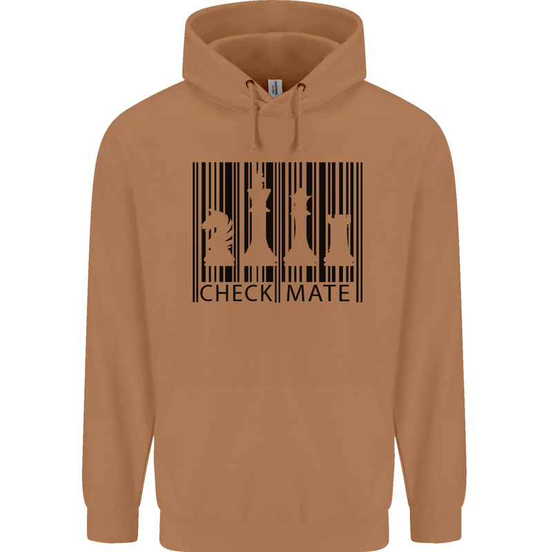 Chess Barcode Player Mens 80% Cotton Hoodie Caramel Latte