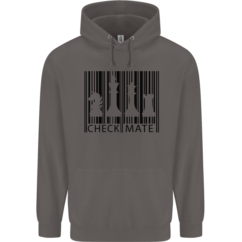 Chess Barcode Player Mens 80% Cotton Hoodie Charcoal