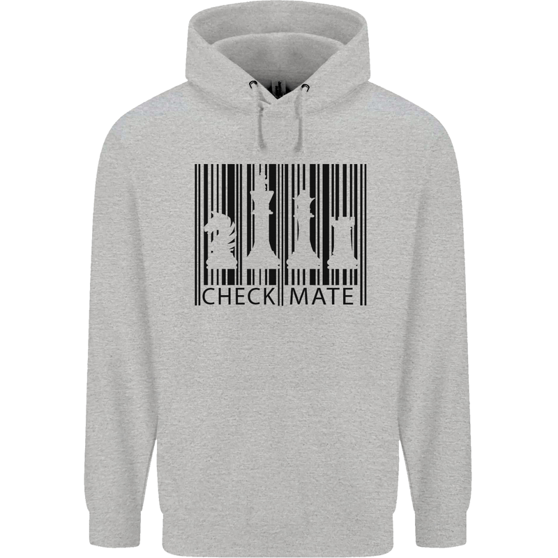 Chess Barcode Player Mens 80% Cotton Hoodie Sports Grey