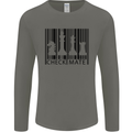 Chess Barcode Player Mens Long Sleeve T-Shirt Charcoal