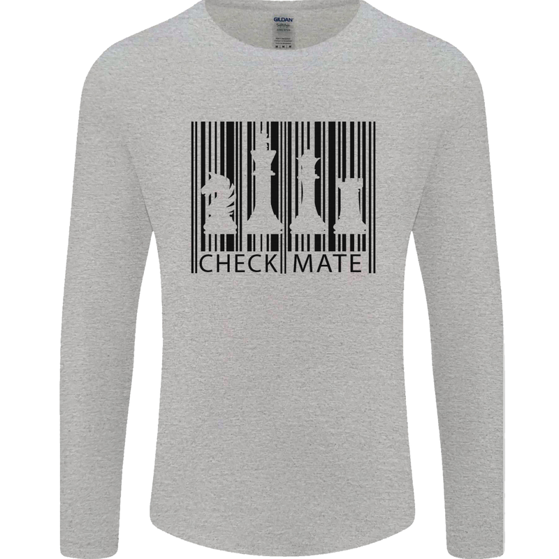 Chess Barcode Player Mens Long Sleeve T-Shirt Sports Grey