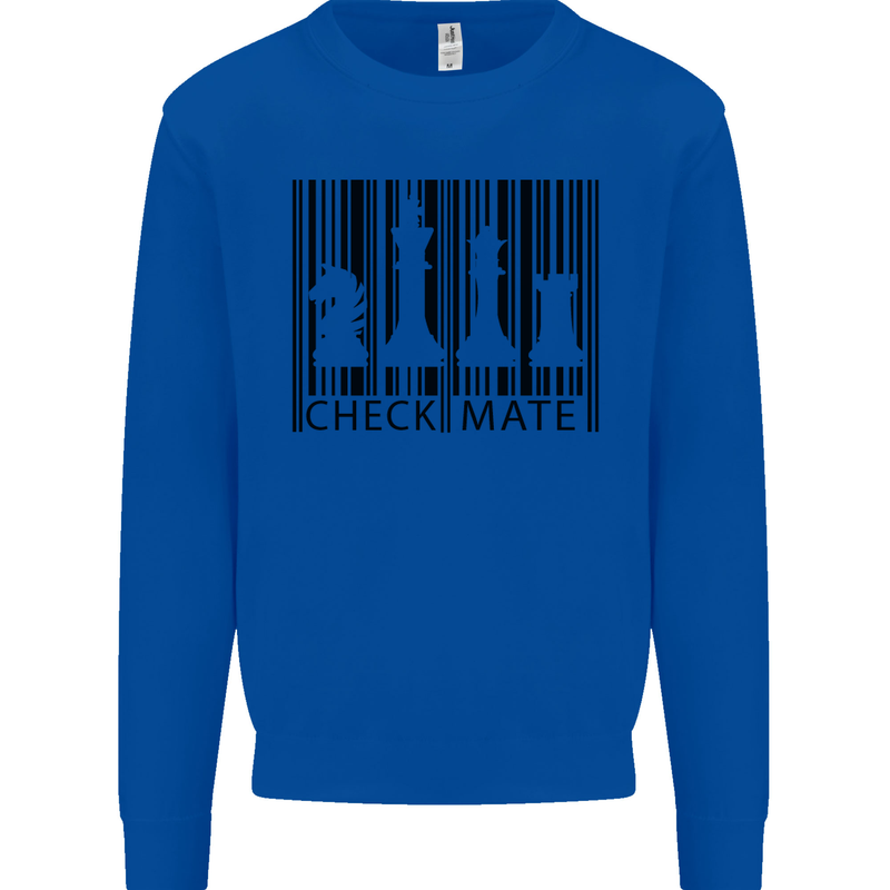 Chess Barcode Player Mens Sweatshirt Jumper Royal Blue