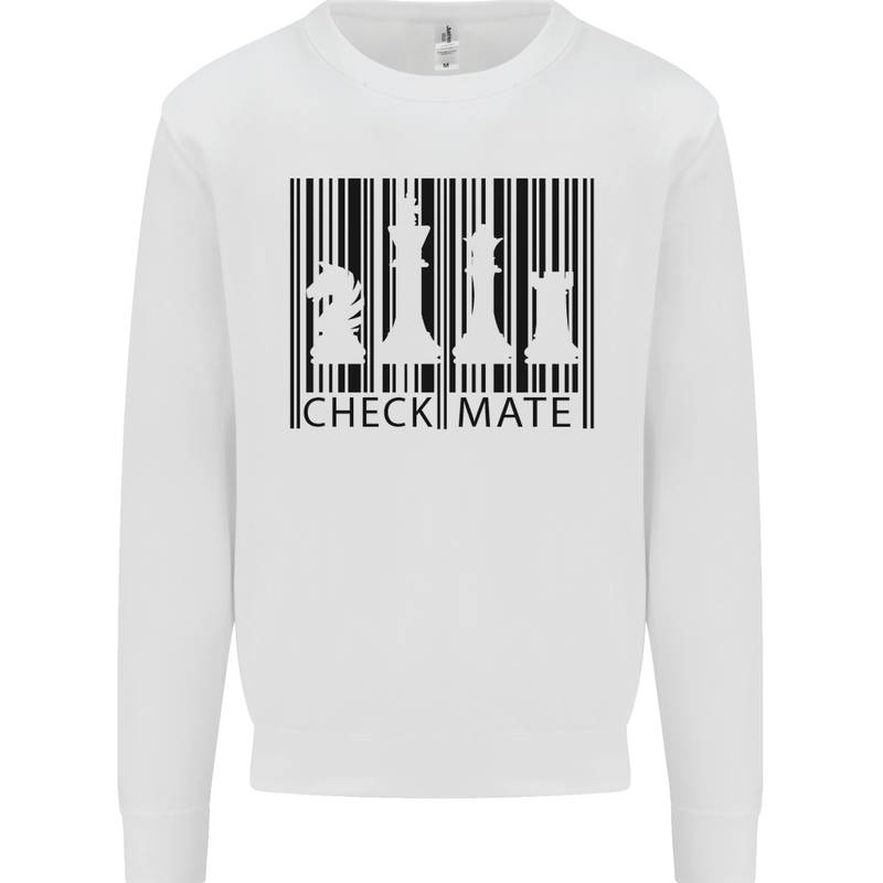 Chess Barcode Player Mens Sweatshirt Jumper White