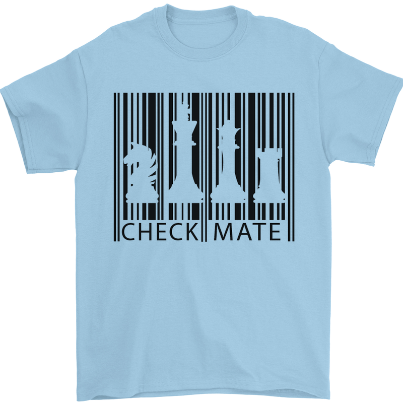 Chess Barcode Player Mens T-Shirt Cotton Gildan Light Blue