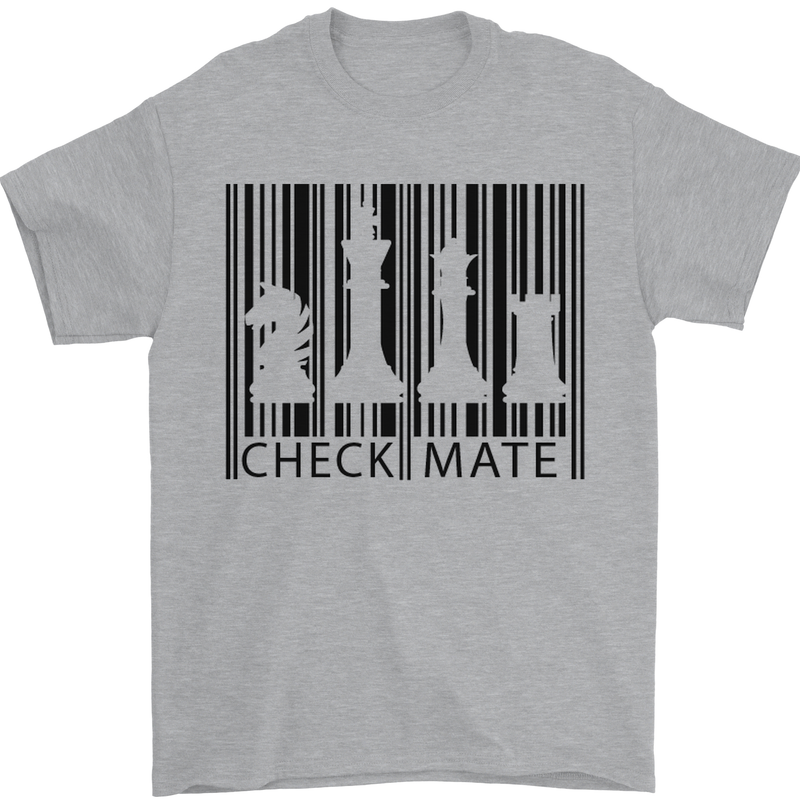 Chess Barcode Player Mens T-Shirt Cotton Gildan Sports Grey