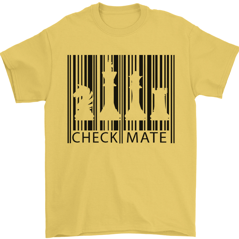Chess Barcode Player Mens T-Shirt Cotton Gildan Yellow