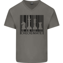 Chess Barcode Player Mens V-Neck Cotton T-Shirt Charcoal
