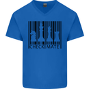 Chess Barcode Player Mens V-Neck Cotton T-Shirt Royal Blue