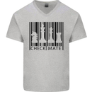 Chess Barcode Player Mens V-Neck Cotton T-Shirt Sports Grey