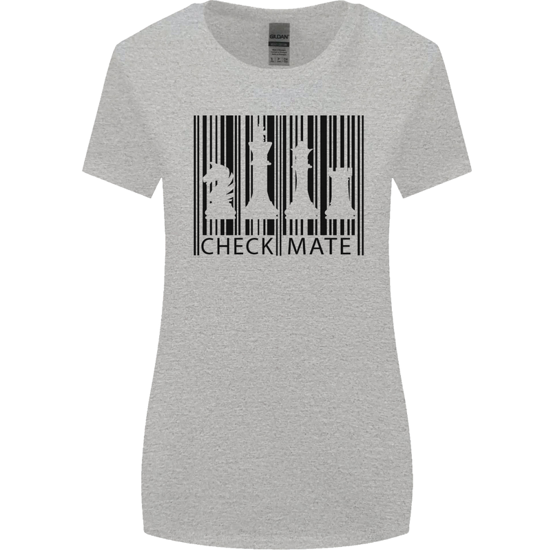 Chess Barcode Player Womens Wider Cut T-Shirt Sports Grey