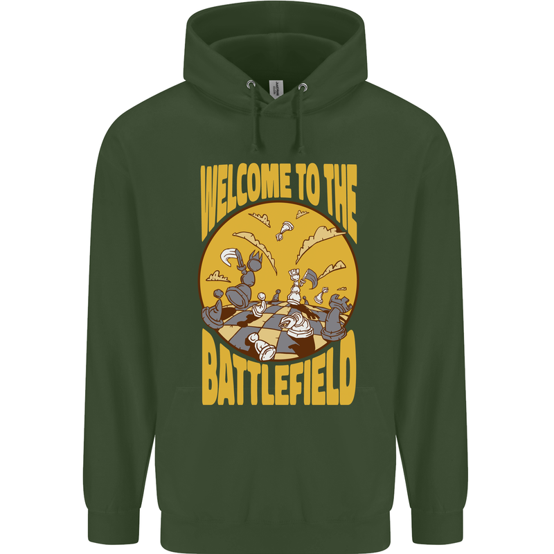 Chess Battlefield Funny Childrens Kids Hoodie Forest Green
