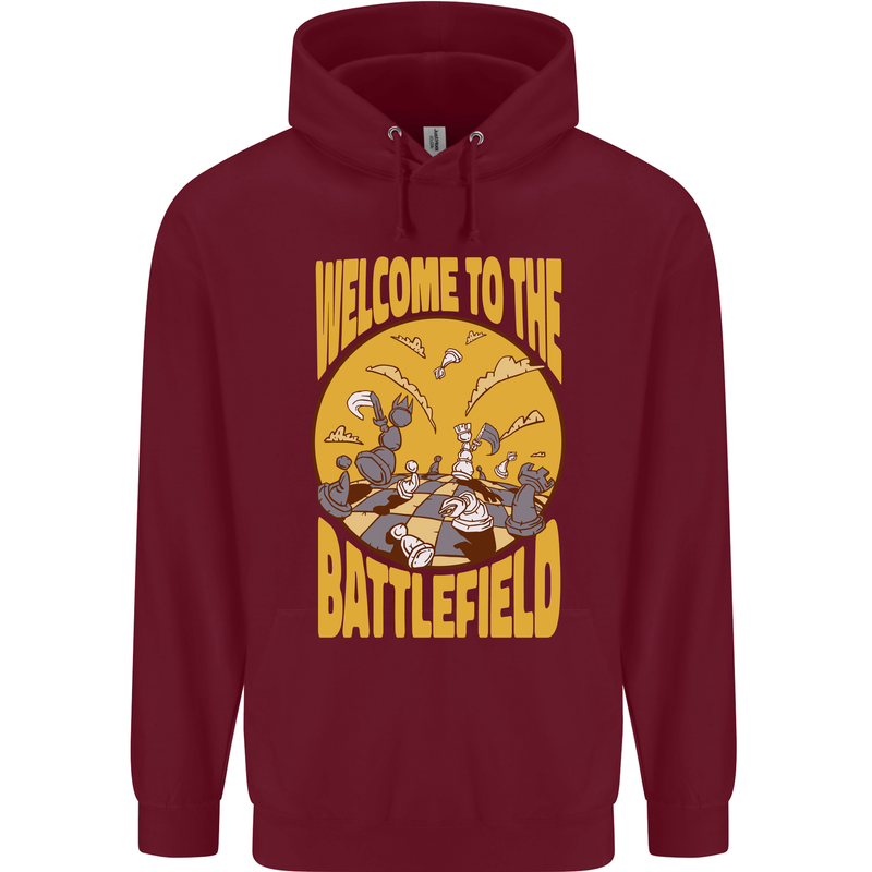 Chess Battlefield Funny Childrens Kids Hoodie Maroon