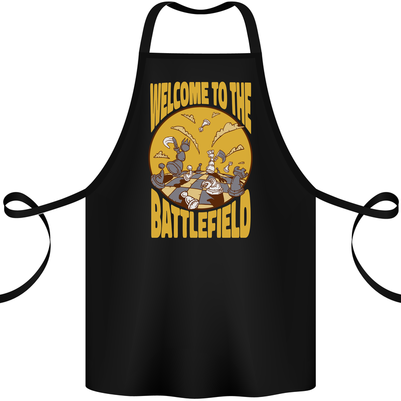 Chess Battlefield Funny Cotton Apron 100% Organic Black