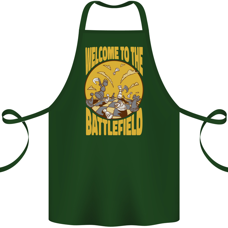 Chess Battlefield Funny Cotton Apron 100% Organic Forest Green