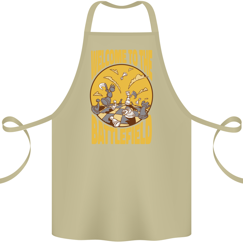 Chess Battlefield Funny Cotton Apron 100% Organic Khaki