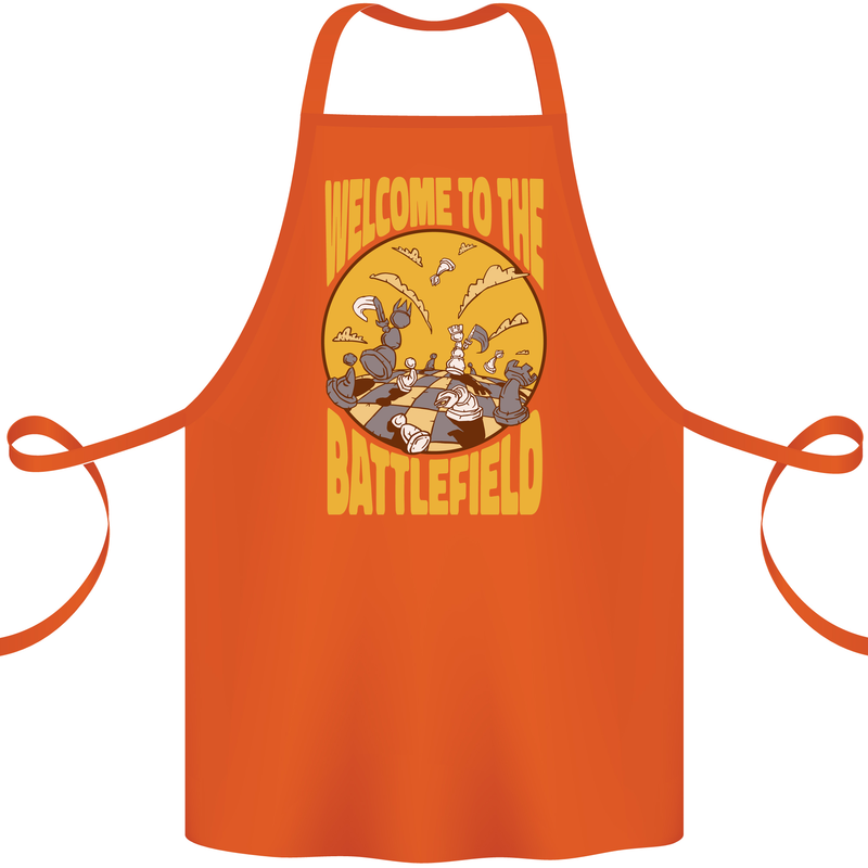 Chess Battlefield Funny Cotton Apron 100% Organic Orange