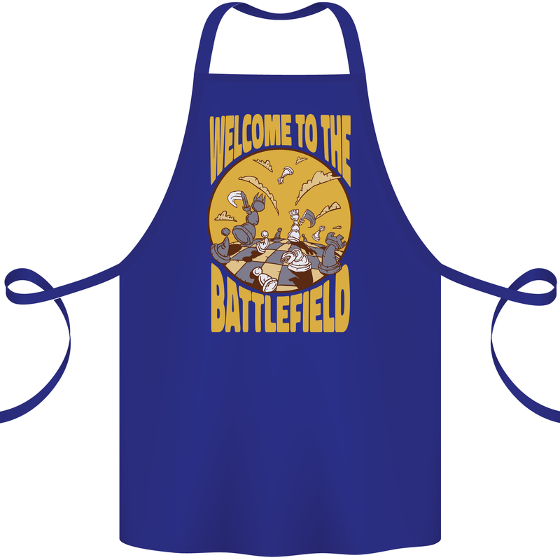 Chess Battlefield Funny Cotton Apron 100% Organic Royal Blue