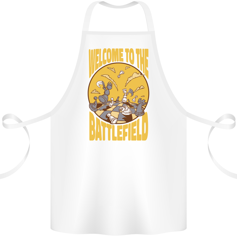 Chess Battlefield Funny Cotton Apron 100% Organic White