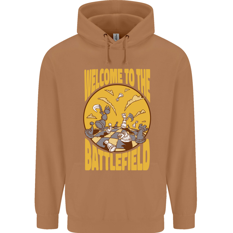 Chess Battlefield Funny Mens 80% Cotton Hoodie Caramel Latte