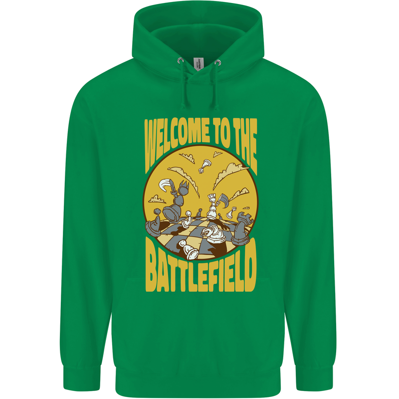 Chess Battlefield Funny Mens 80% Cotton Hoodie Irish Green