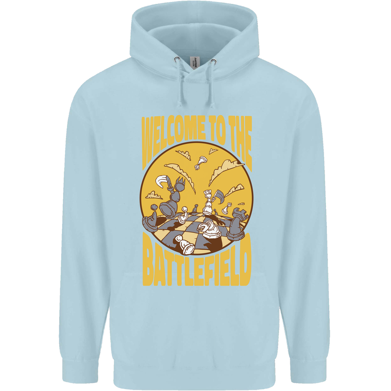 Chess Battlefield Funny Mens 80% Cotton Hoodie Light Blue