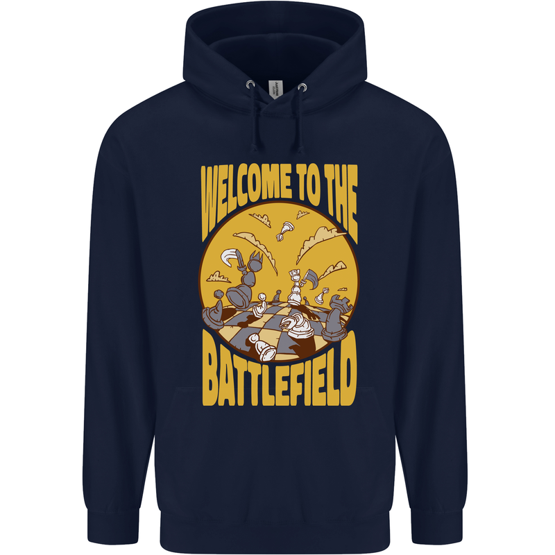 Chess Battlefield Funny Mens 80% Cotton Hoodie Navy Blue