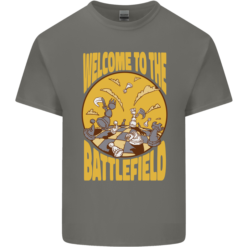 Chess Battlefield Funny Mens Cotton T-Shirt Tee Top Charcoal