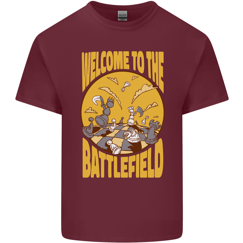 Chess Battlefield Funny Mens Cotton T-Shirt Tee Top Maroon