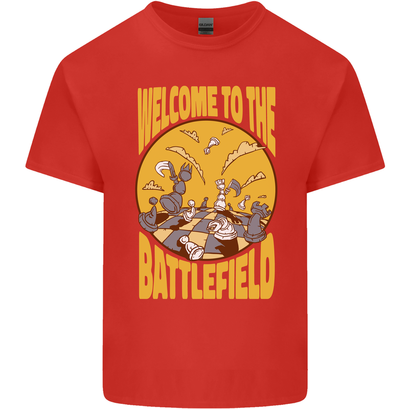 Chess Battlefield Funny Mens Cotton T-Shirt Tee Top Red
