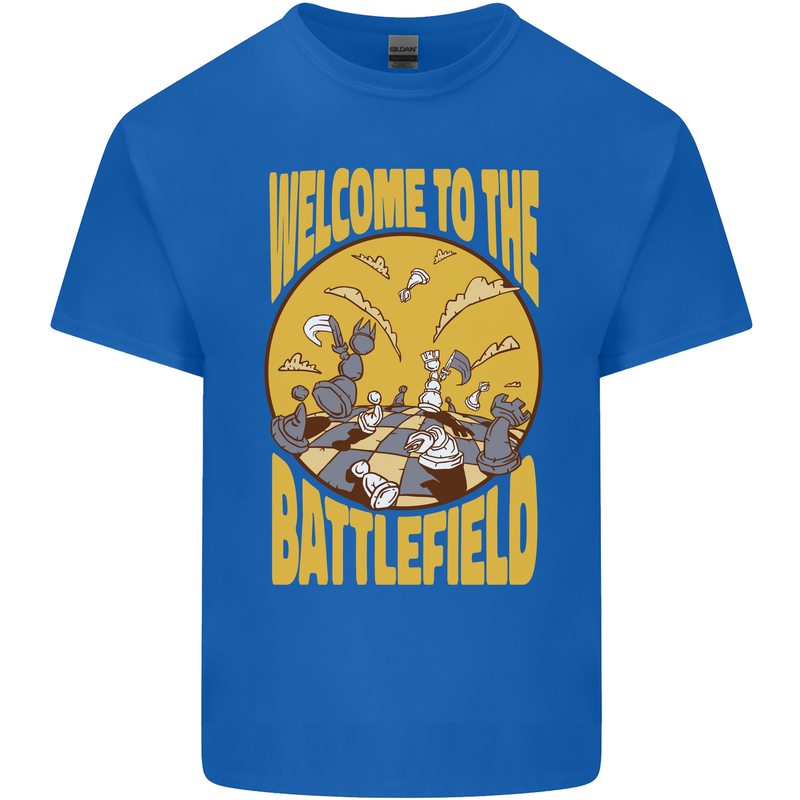 Chess Battlefield Funny Mens Cotton T-Shirt Tee Top Royal Blue
