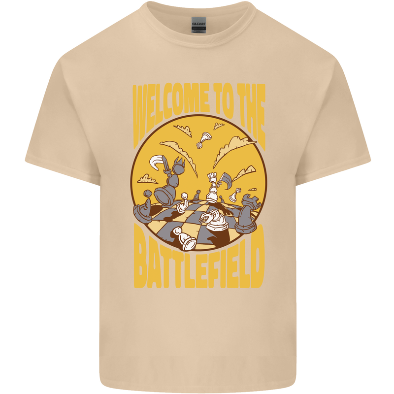 Chess Battlefield Funny Mens Cotton T-Shirt Tee Top Sand
