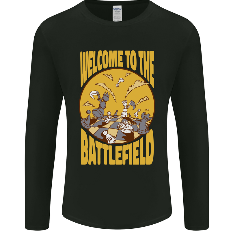 Chess Battlefield Funny Mens Long Sleeve T-Shirt Black