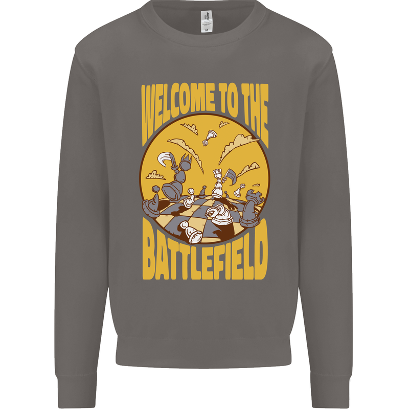 Chess Battlefield Funny Mens Sweatshirt Jumper Charcoal