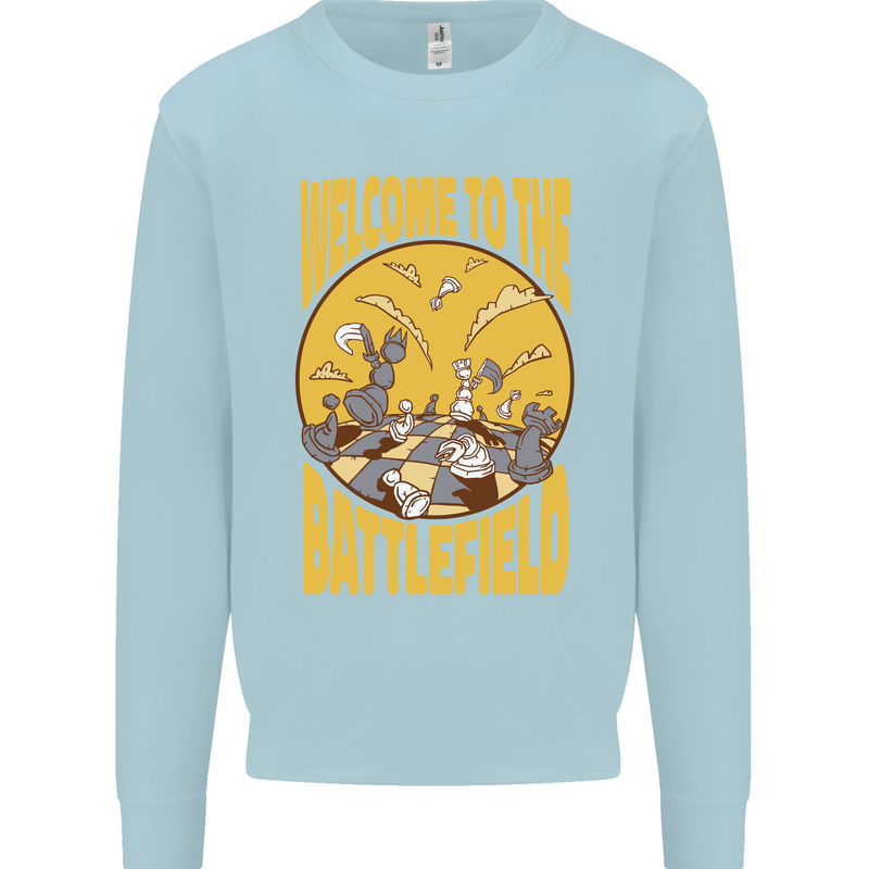Chess Battlefield Funny Mens Sweatshirt Jumper Light Blue