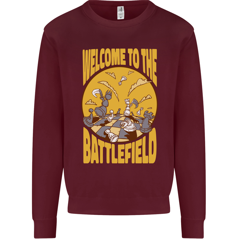 Chess Battlefield Funny Mens Sweatshirt Jumper Maroon