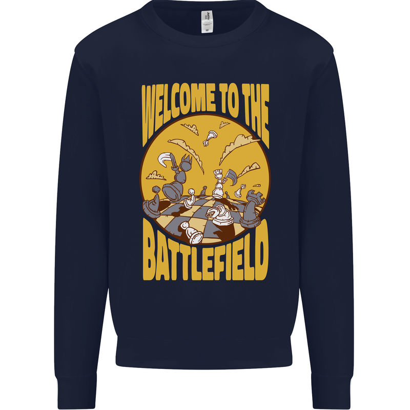 Chess Battlefield Funny Mens Sweatshirt Jumper Navy Blue