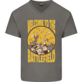 Chess Battlefield Funny Mens V-Neck Cotton T-Shirt Charcoal