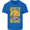 Chess Battlefield Funny Mens V-Neck Cotton T-Shirt Royal Blue
