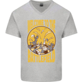 Chess Battlefield Funny Mens V-Neck Cotton T-Shirt Sports Grey