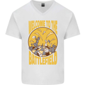 Chess Battlefield Funny Mens V-Neck Cotton T-Shirt White