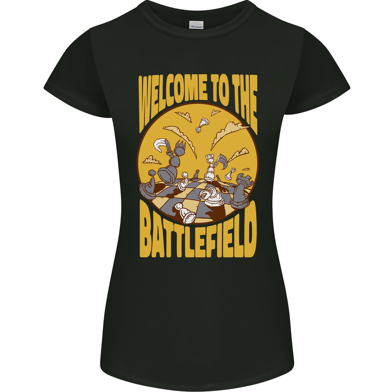 Chess Battlefield Funny Womens Petite Cut T-Shirt Black