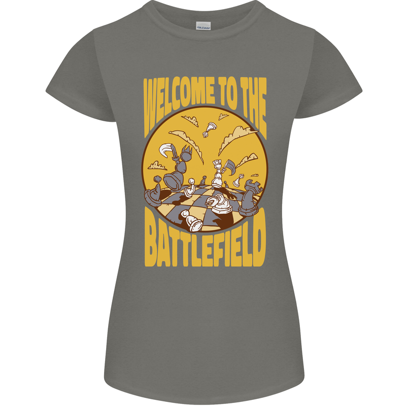 Chess Battlefield Funny Womens Petite Cut T-Shirt Charcoal