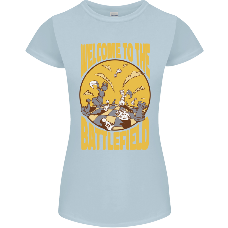 Chess Battlefield Funny Womens Petite Cut T-Shirt Light Blue