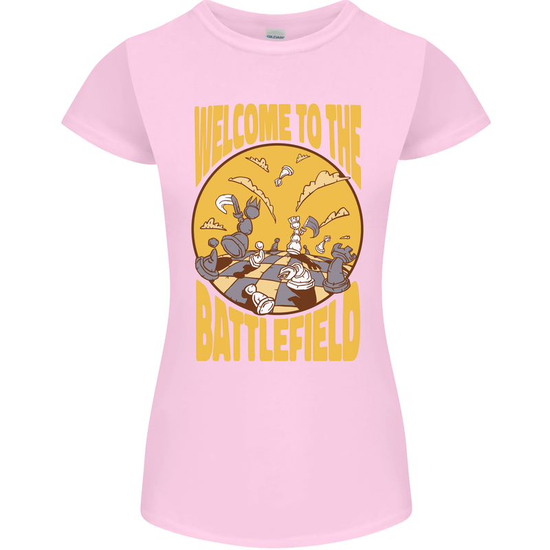 Chess Battlefield Funny Womens Petite Cut T-Shirt Light Pink
