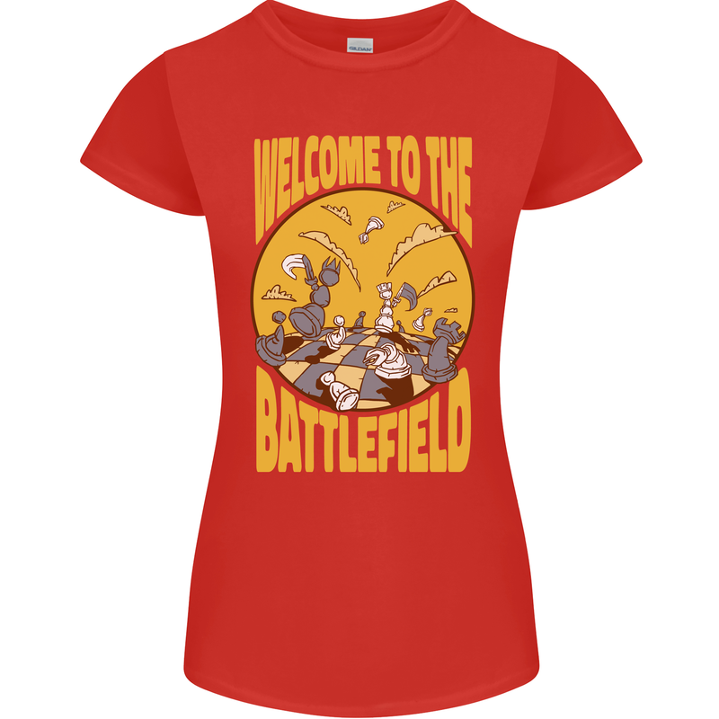 Chess Battlefield Funny Womens Petite Cut T-Shirt Red