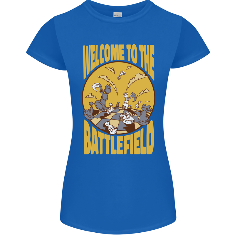 Chess Battlefield Funny Womens Petite Cut T-Shirt Royal Blue