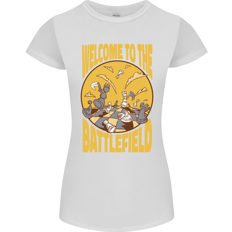 Chess Battlefield Funny Womens Petite Cut T-Shirt White