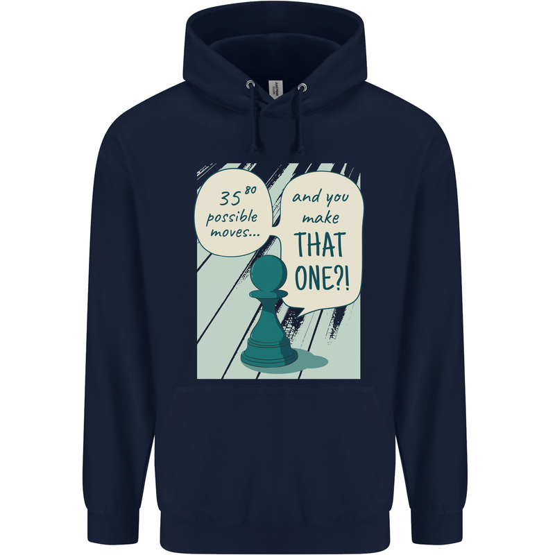 Chess Moves Funny Childrens Kids Hoodie Navy Blue
